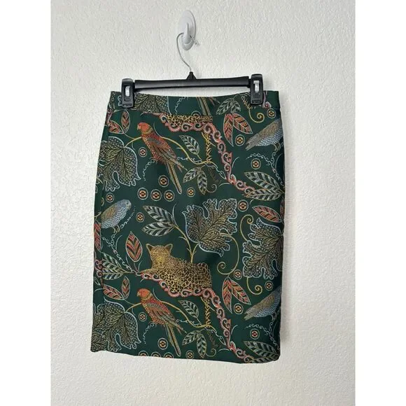 J. Crew No. 2 Pencil Skirt In Ornate Jungle Print Size 0 - Picture 2 of 7